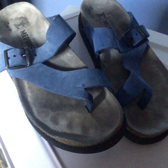Blue suede Mephisto Helen Sandals size 37 - Picture 10 of 12